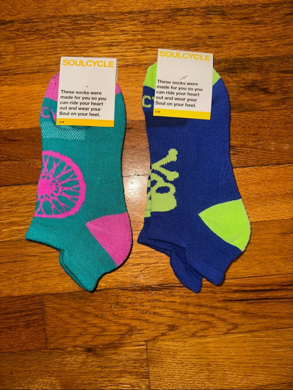 soulcycle Low-Cut Sock Duo - Teal & Pink, Blue & Neon Green